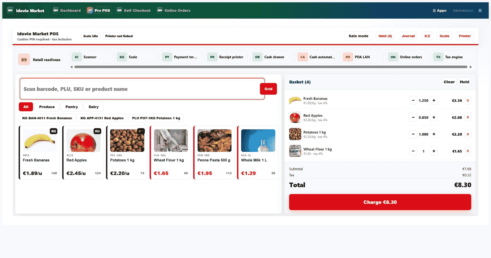 Idovio Market POS — product screenshot
